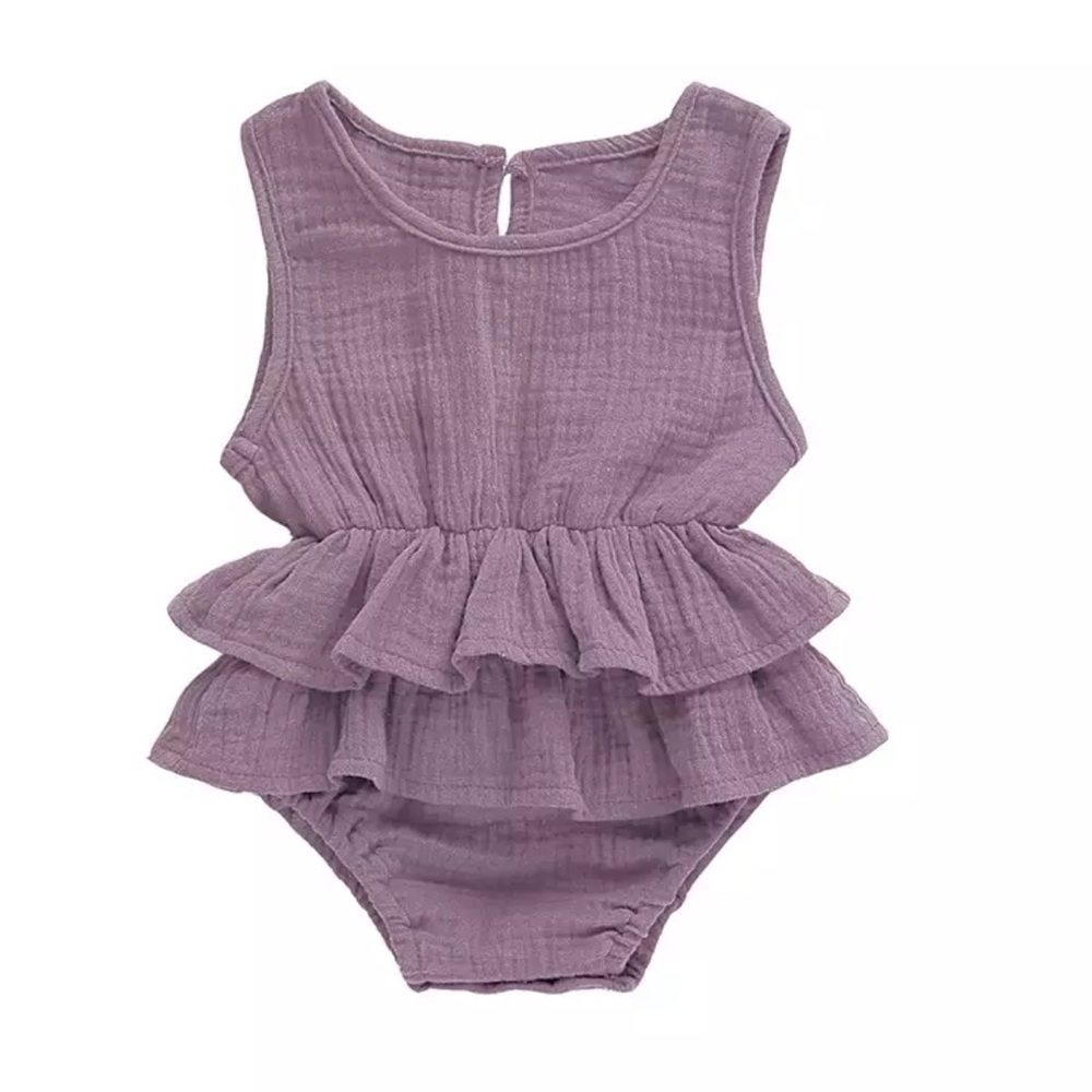 Purple ruffle romper 6 months